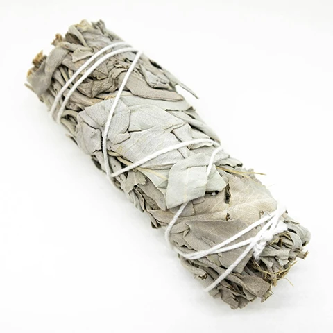 white sage bundle tied with white string